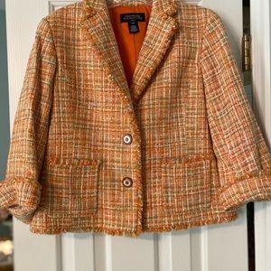 Jones New York—Beautiful tweed jacket, fully lined, like new.